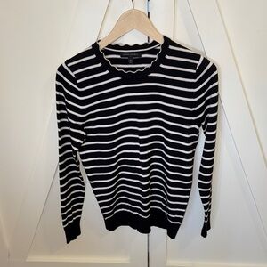 Banana Republic Women’s Black and White Striped Crewneck Sweater